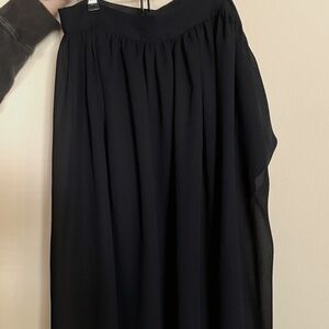 Evan R. SF Sexy Flowy Sheer Black Midi Skirt